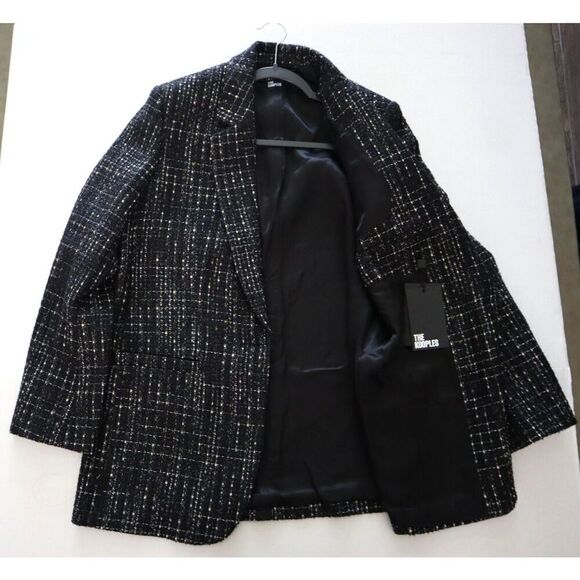 The Kooples FVES28011K Women's Sz 34 Black & White Metallic Tweed Blazer - Picture 9 of 11